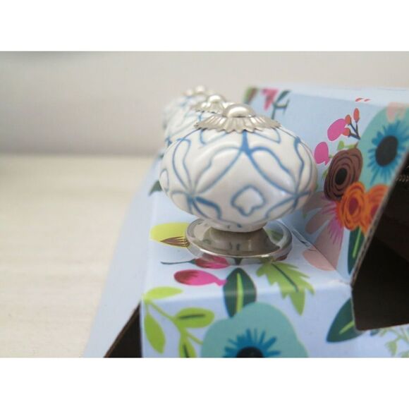 Instant Furniture Update Blue & White Decorative Ceramic Pull Knobs, Set Of 6 - Picture 6 of 8